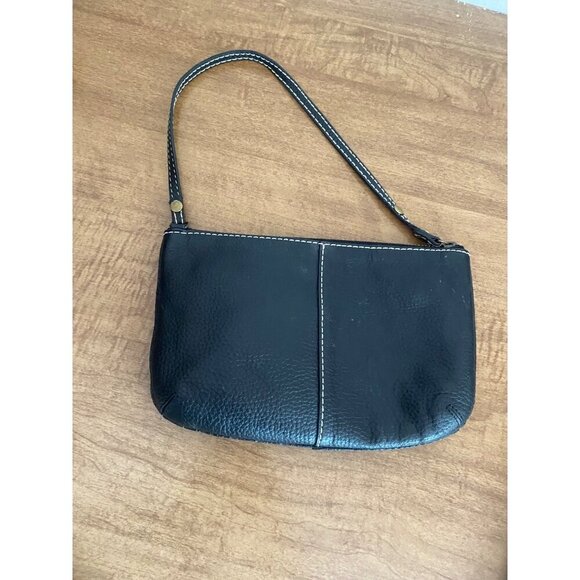 Vintage Y2K Black Pebbled Leather Baguette Mini Shoulder Bag - Picture 2 of 3